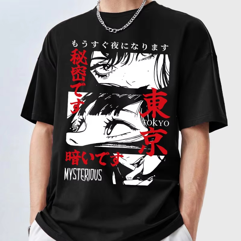 Street Fashion In Tokyo - Męska koszulka Y2K z motywem anime