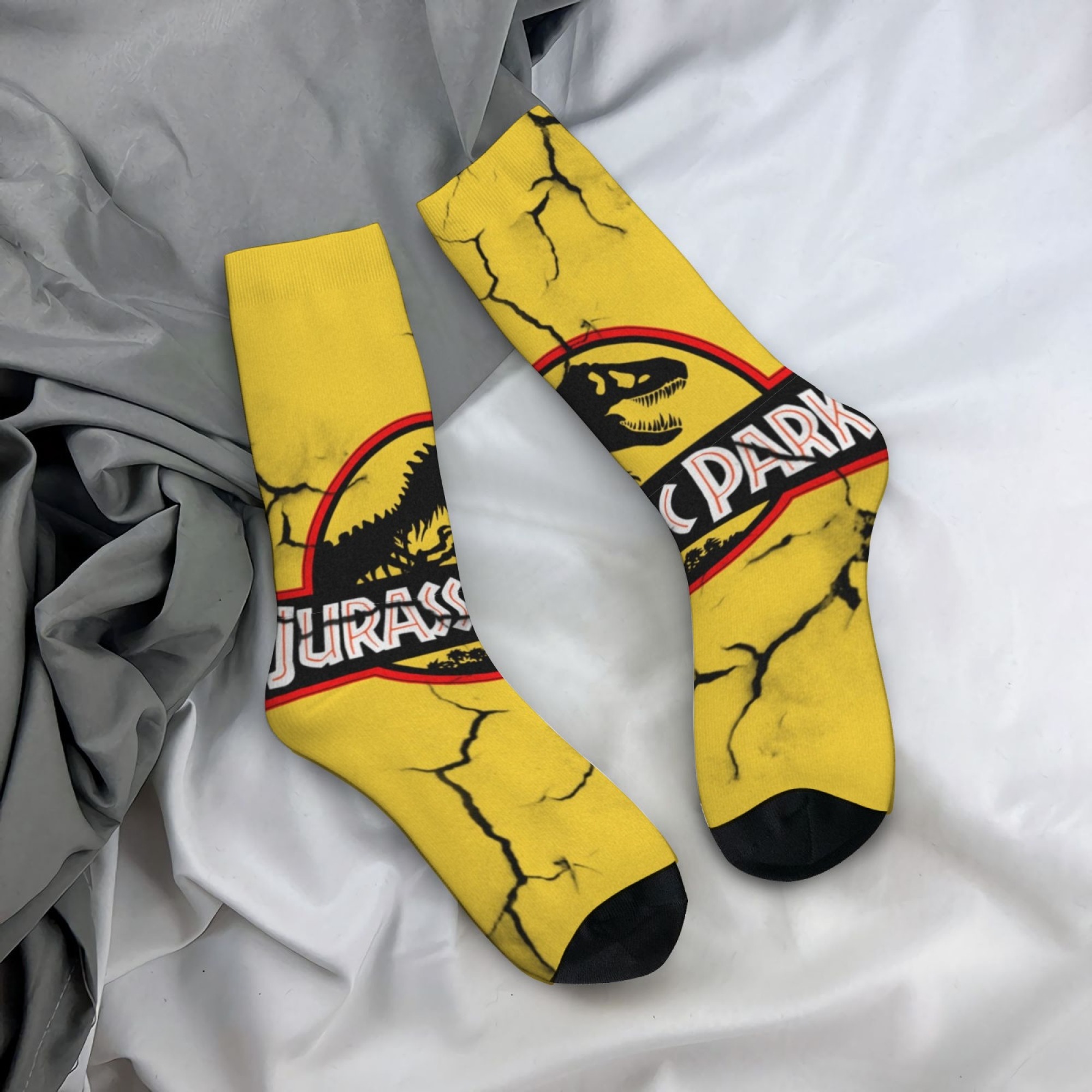 Street Fashion Style Youtube - Skarpetki męskie Jurassic Park z dinozaurami,
