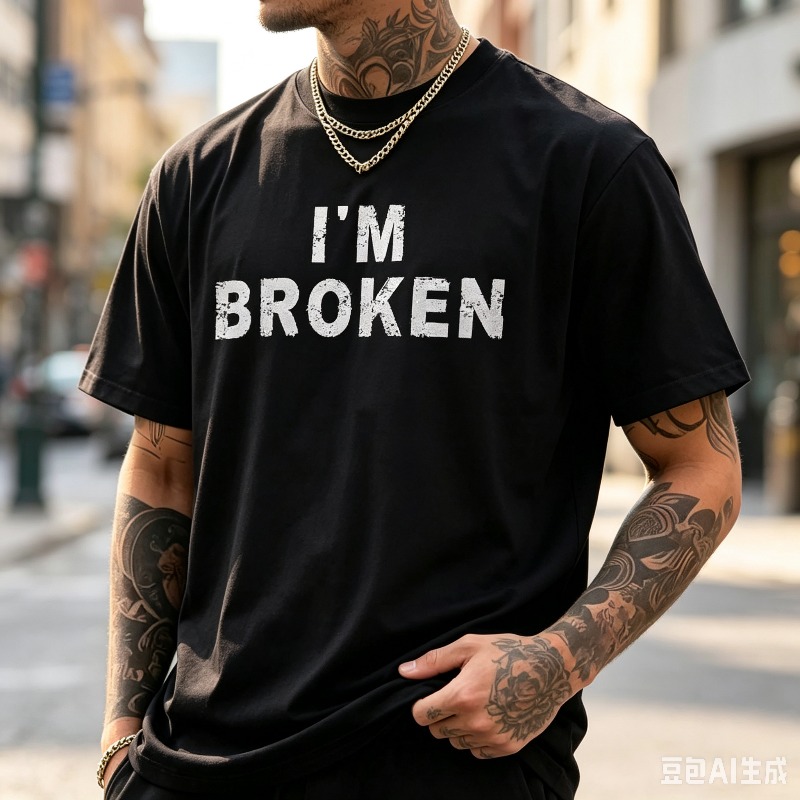 Street Style Fashion Quotes - Męska koszulka z efektem zniszczenia z
