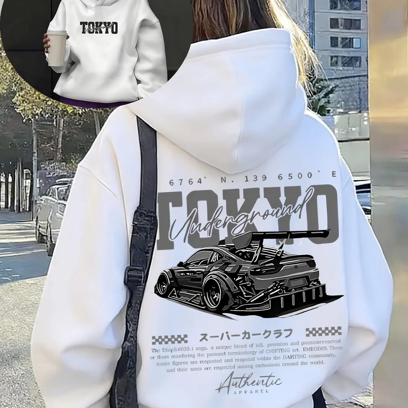 Street Fashion In Tokyo - Męska bluza streetwearowa z kapturem, japoński