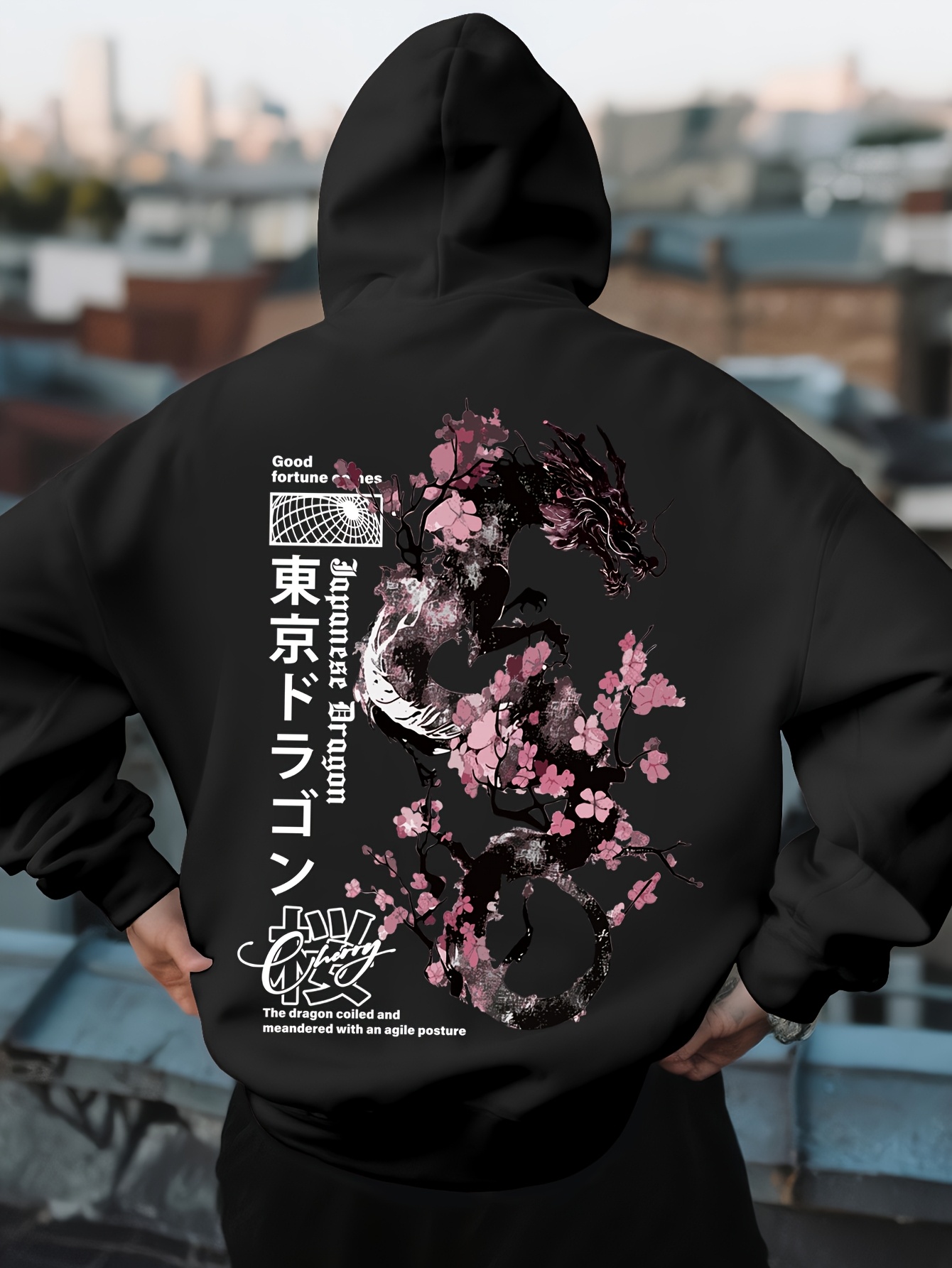 Street Fashion Asian Men - Męska bluza sportowa hip-hopowa z kapturem,