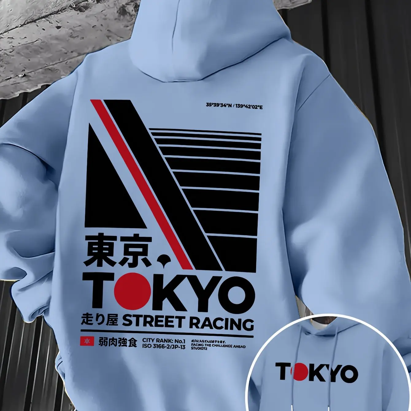 Street Fashion In Tokyo - Męska bluza z kapturem Retro JDM