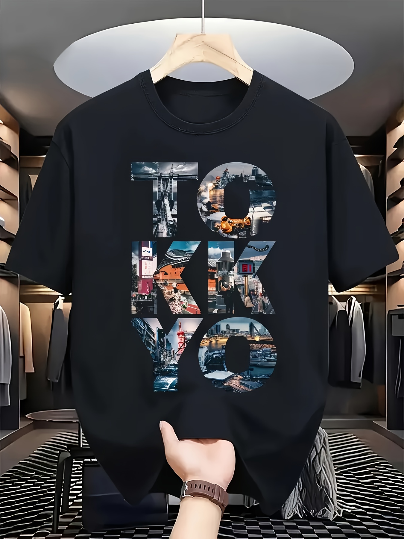 Modna męska czarna koszulka z  – Street Fashion In Tokyo recenzja i cena